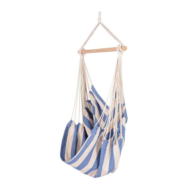 Hampton Blue and White Striped Hanging Hammock Chair