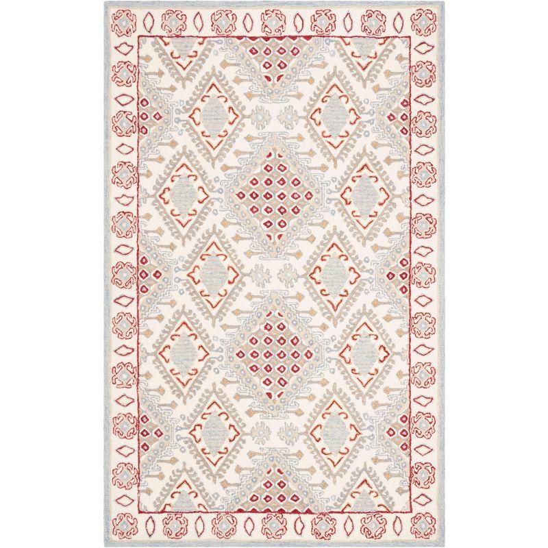 Micro-Loop MLP511 Hand Tufted Indoor Area Rug - Ivory/Red - 5'x8' - Safavieh
