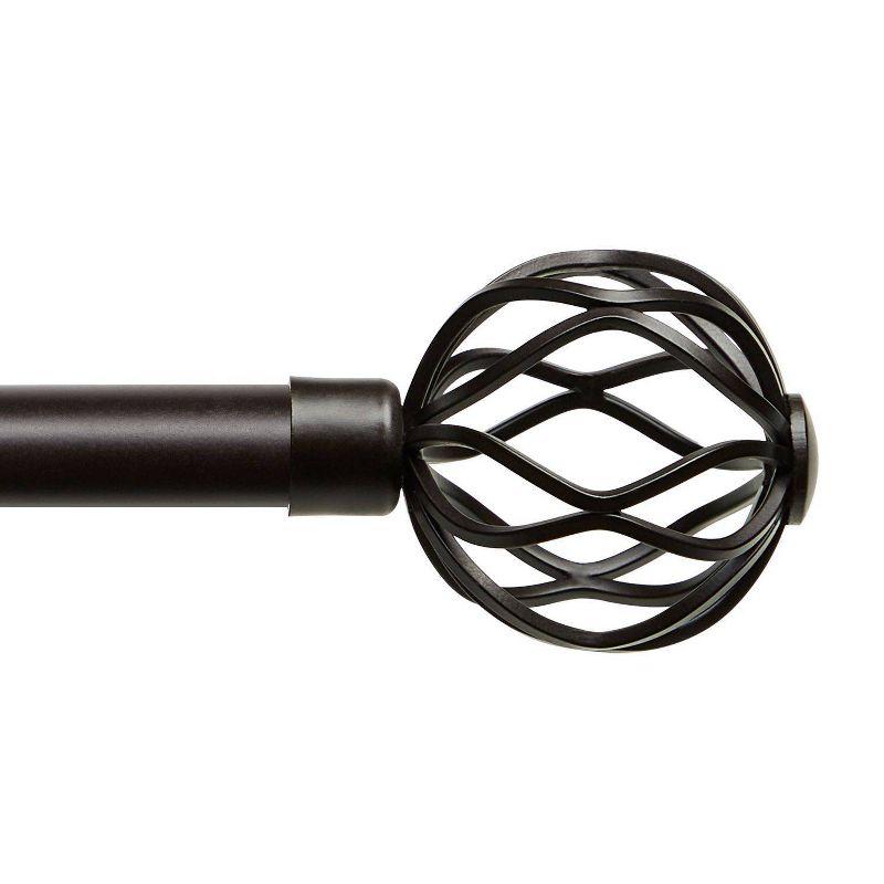 Exclusive Home 36"-72" Ogee Curtain Rod - Matte Bronze: Adjustable Iron Rod, Cage Finial, 25 lb Capacity