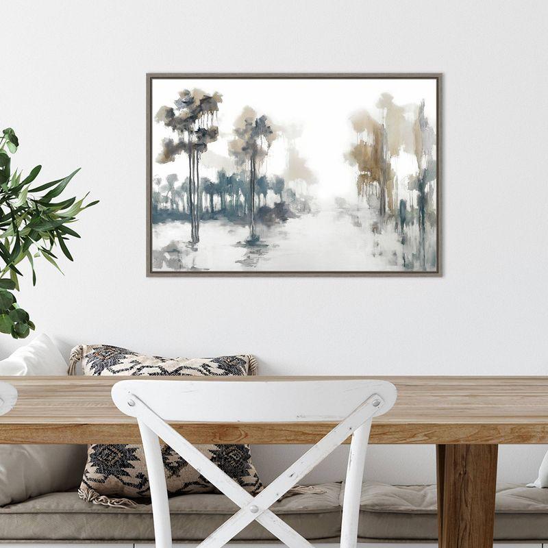 Amanti Art 23" x 16" Back Roads Forest And Fields by Jacqueline Ellens Framed Wall Canvas : Hand-Stretched, Sawtooth Back