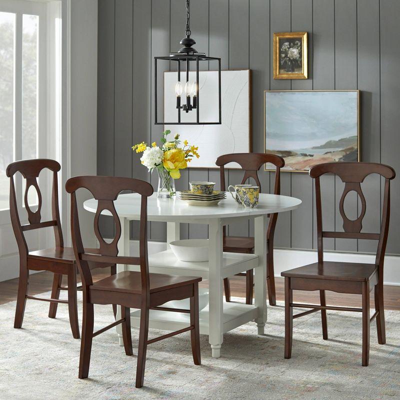 Napoli White and Walnut 5-Piece Drop Leaf Dining Set