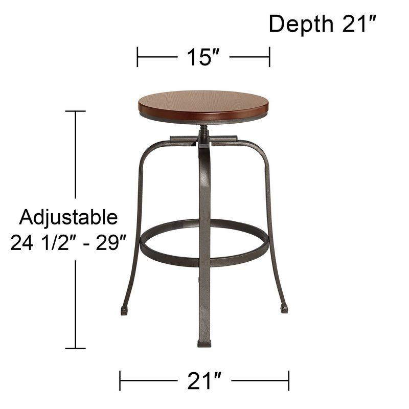 Elm Lane Radin Hammered Bronze Swivel Bar Stool Brown 29" High Industrial Adjustable Brown Seat with Footrest for Kitchen Counter Height Island Home