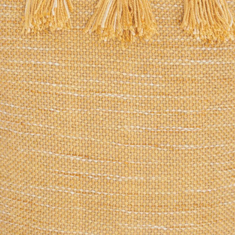 Mustard Yellow Textured Lumbar Pillow with Tassels 13" x 33"