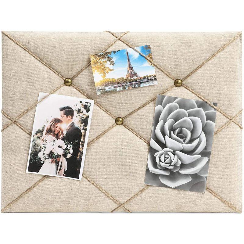 Farmlyn Creek Photo Bulletin Board Linen Memory Board Corkboard for Pictures Memo 16"x12"