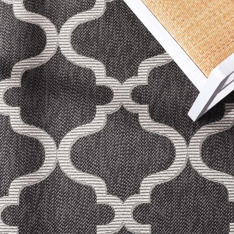 Charcoal and Ivory Geometric Synthetic 5'3" x 7'6" Area Rug