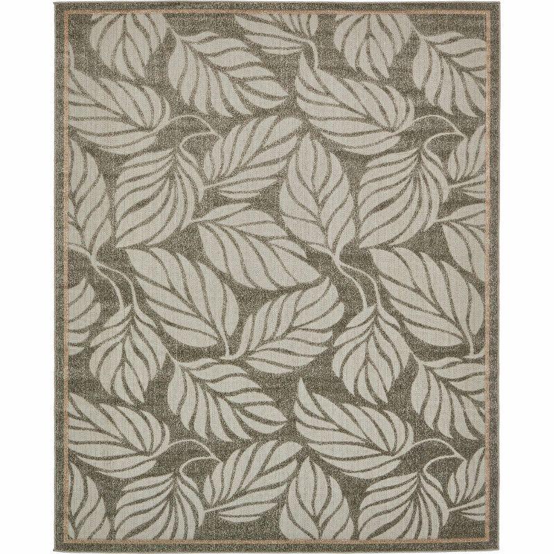 Unique Loom 8' 0 x 10' 0 Gray Outdoor Botanical Augusta Area Rug