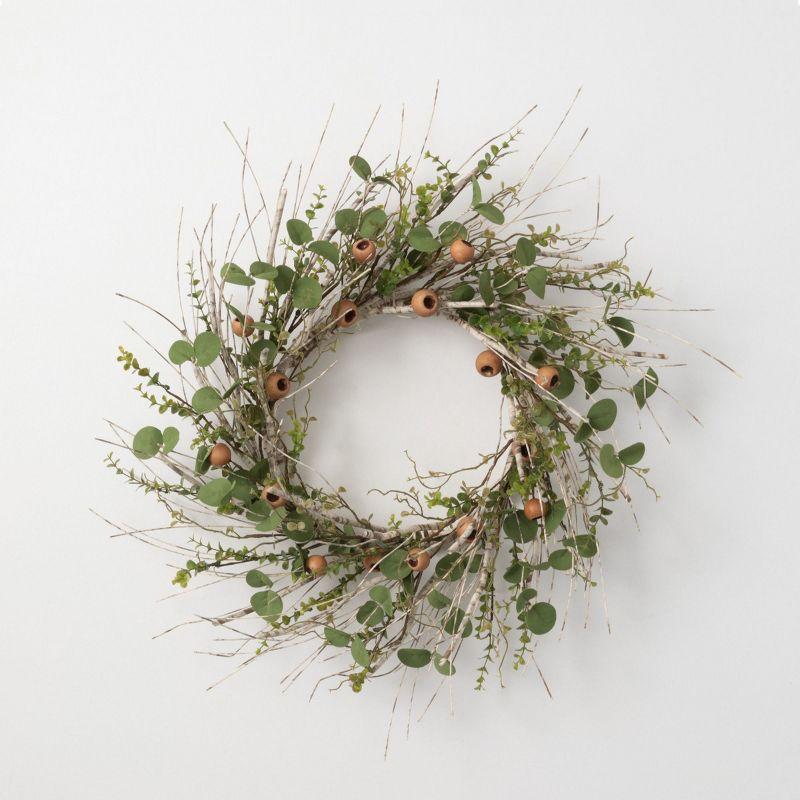 Sullivans Artificial 24" Birch, Eucalyptus And Pod Wreath