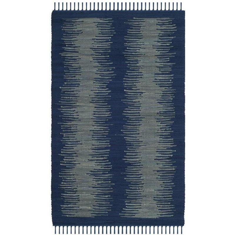 Coastal Charm Navy Cotton Flat Woven 3' x 5' Area Rug