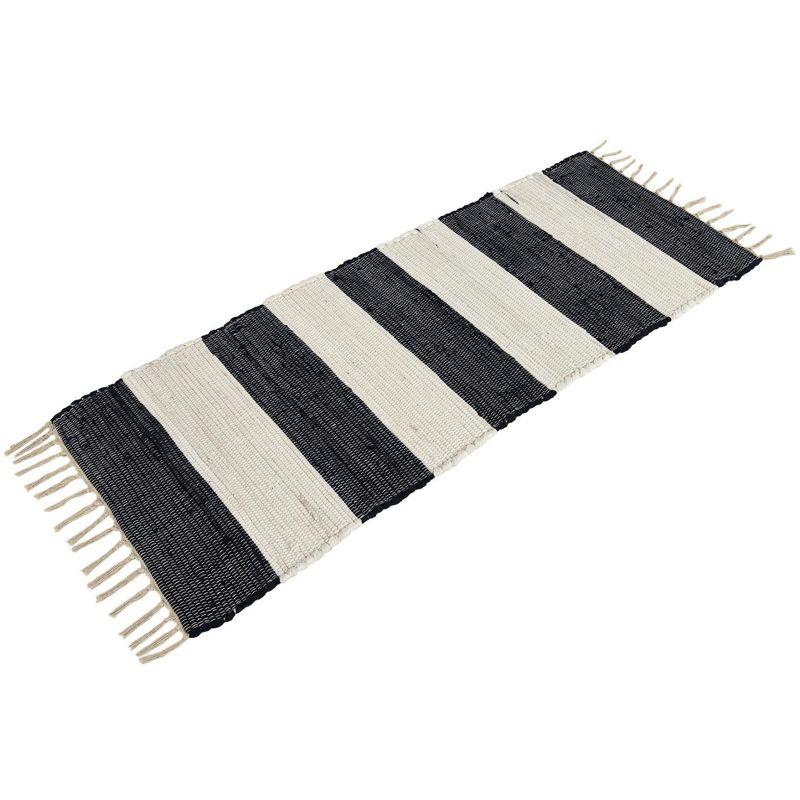 Unique Loom Chindi Rag Collection Area Rug - Striped (2' 7" x 6' 1" Runner Navy Blue/Ivory)
