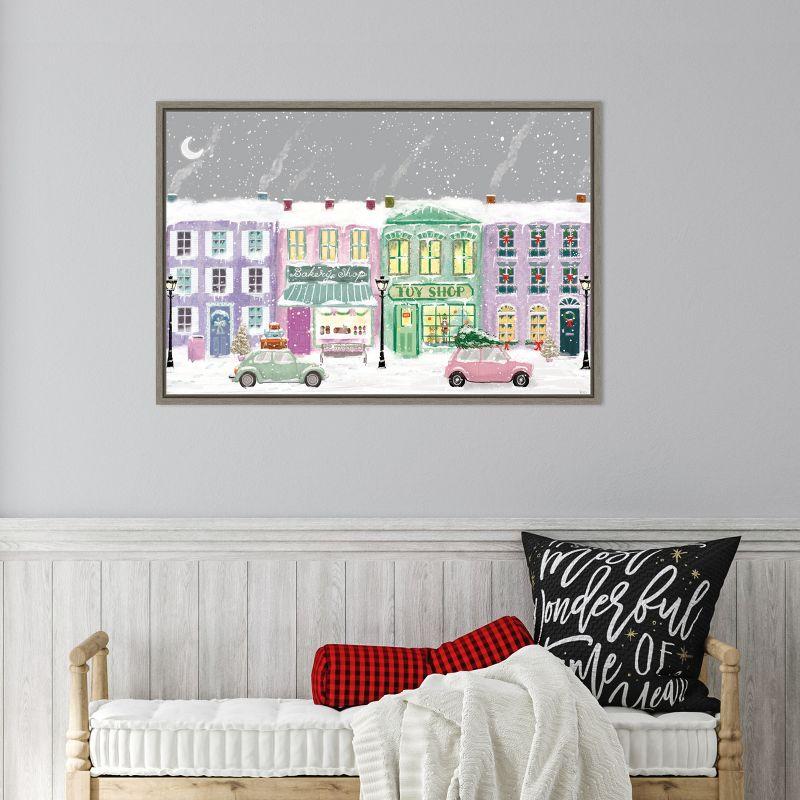 Amanti Art Hometown Holiday I Purple by Veronique Charron Canvas Wall Art Print Framed 33 x 23-in.