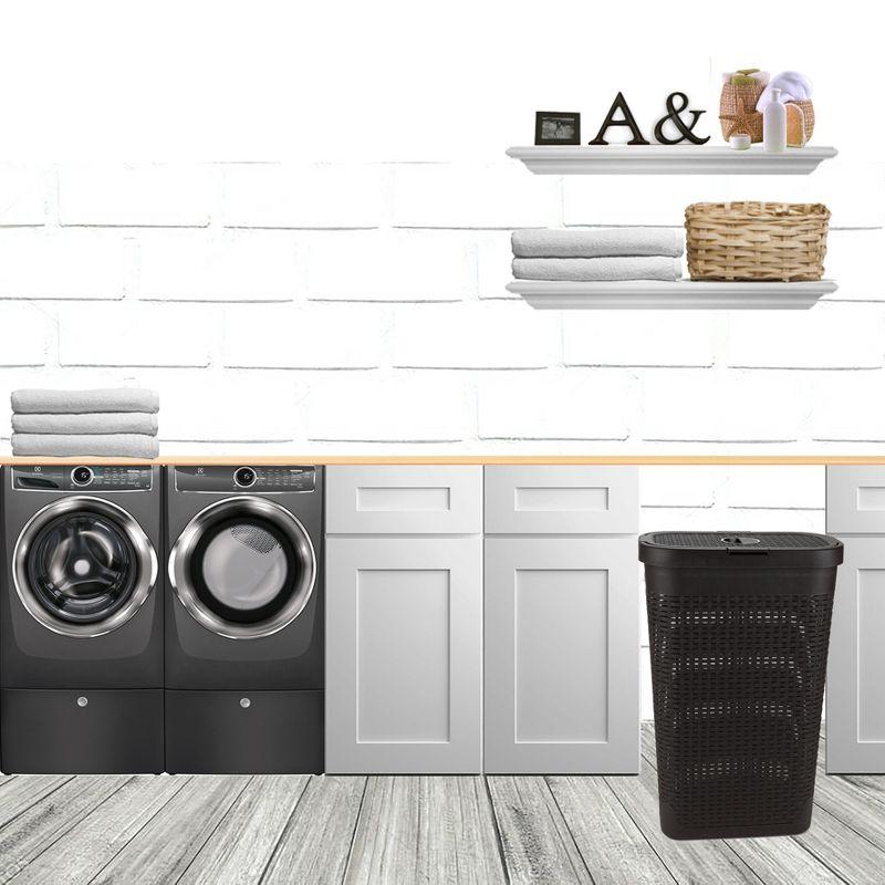 Mind Reader 40L Slim Laundry Hamper, Clothes Basket, Lid, Wicker Design, Plastic & Reviews | Wayfair