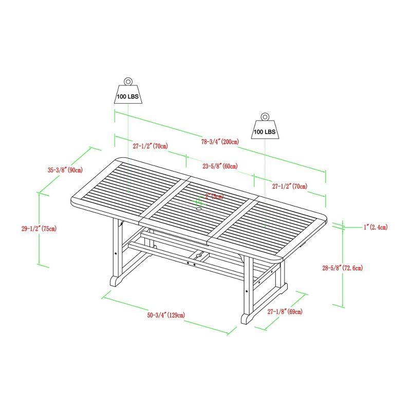 NicBex Outdoor Dining Table Modern Patio Slat-Top Acacia Wood Butterfly Table for Garden,Backyard