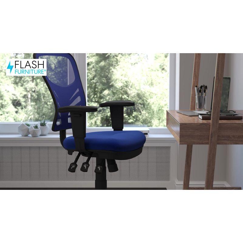 Flash Furniture Nicholas Mid-Back Multifunction Executive Swivel Ergonomic Office Chair with Adjustable Arms and Transparent Roller Wheels