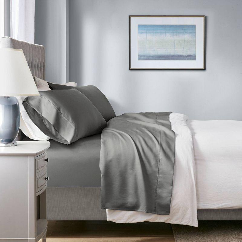 Queen 1000 Thread Count Cotton Blend Cooling 4pc Sheet Set Charcoal