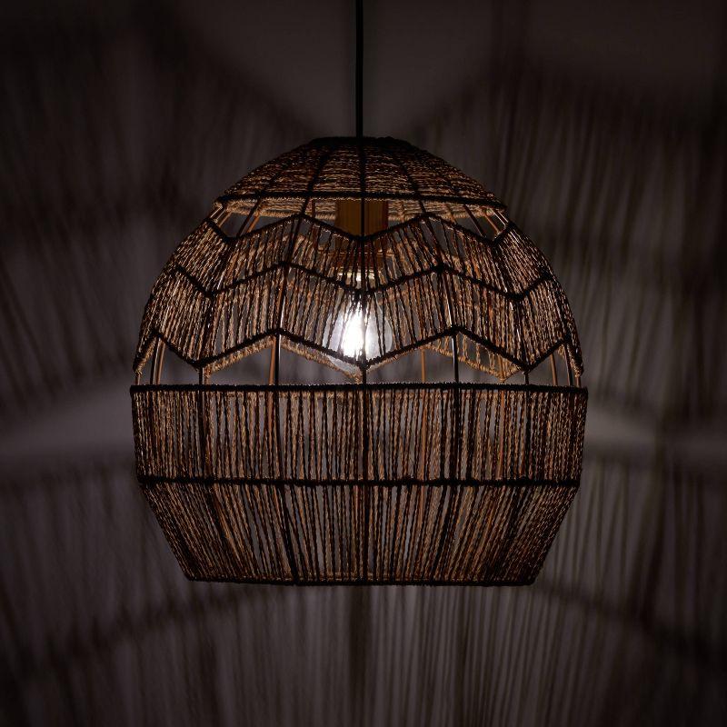 Mistana™ 15.5" Ames Metal and Woven Hemp Rope Hanging Pendant, Brown