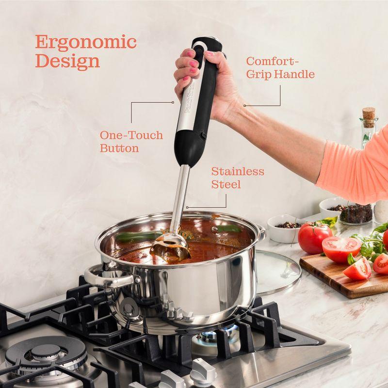 Peach Street Electric Immersion Blender Handheld, 500W Turbo Mode, Hand Kitchen Blender Stick for Soup, Smoothie, Puree, Baby Food, Stainless Steel