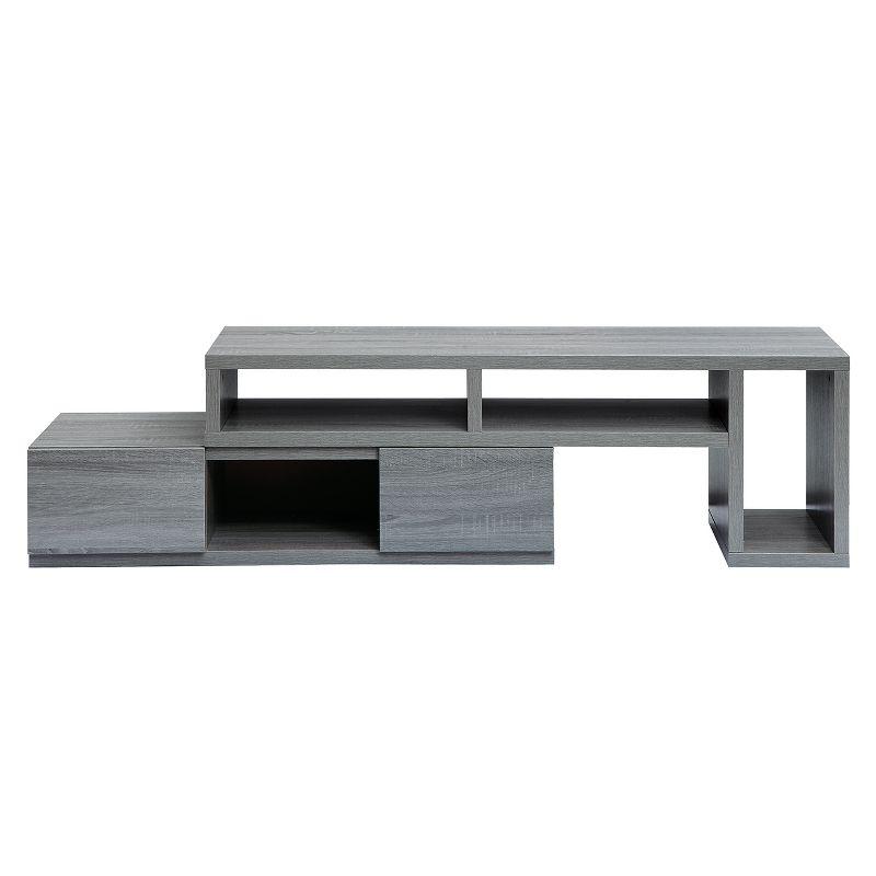 Adjustable TV Stand for TVs up to 65" Console Gray - Techni Mobili: Expandable, with Open Shelves & Metal Hardware