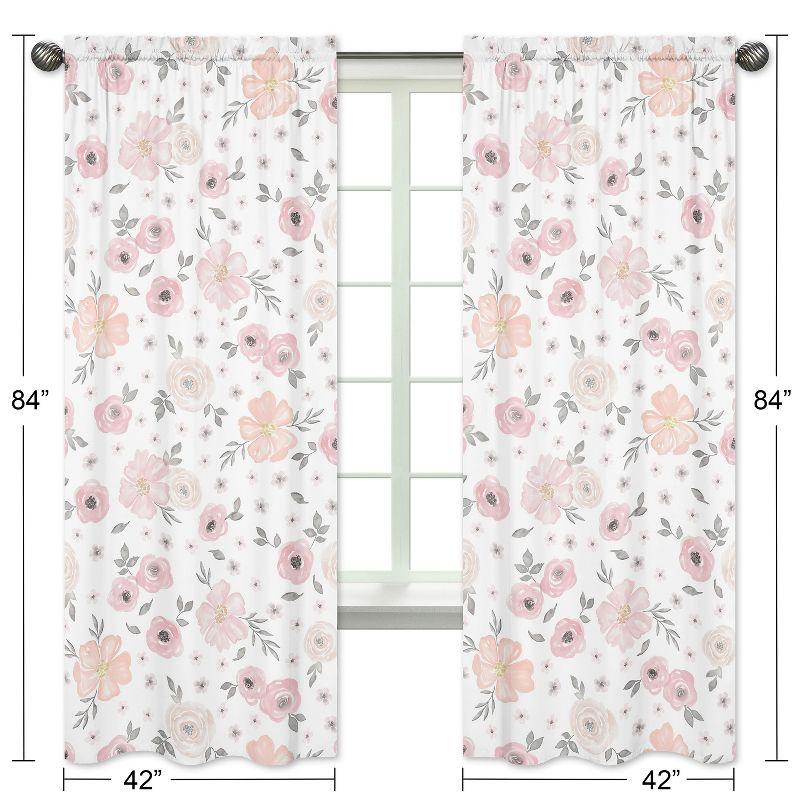 Watercolor Floral Semi-Sheer Rod Pocket Curtain Panels (Set of 2)