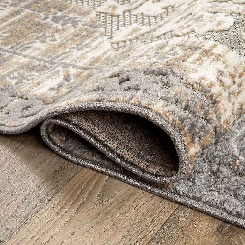 Easy-Care Reversible Gray Synthetic 5' x 7' Area Rug