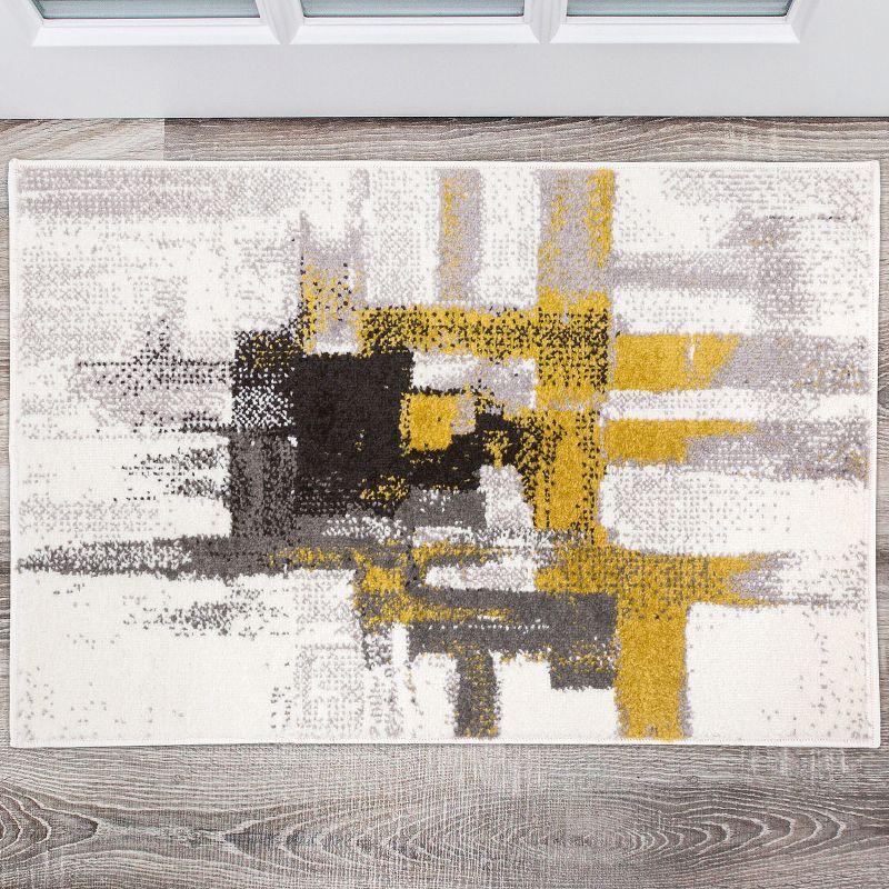 Gold Abstract Elegance 5' x 7' Synthetic Easy-Care Rug