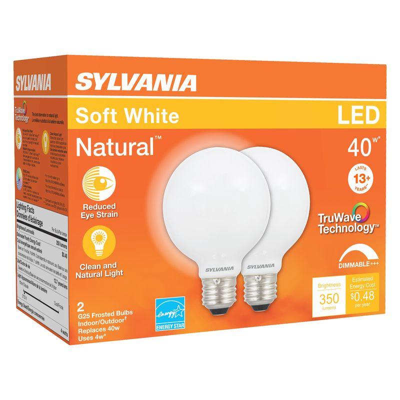 Sylvania Natural G25 Soft White Frosted LED Bulb 2-Pack