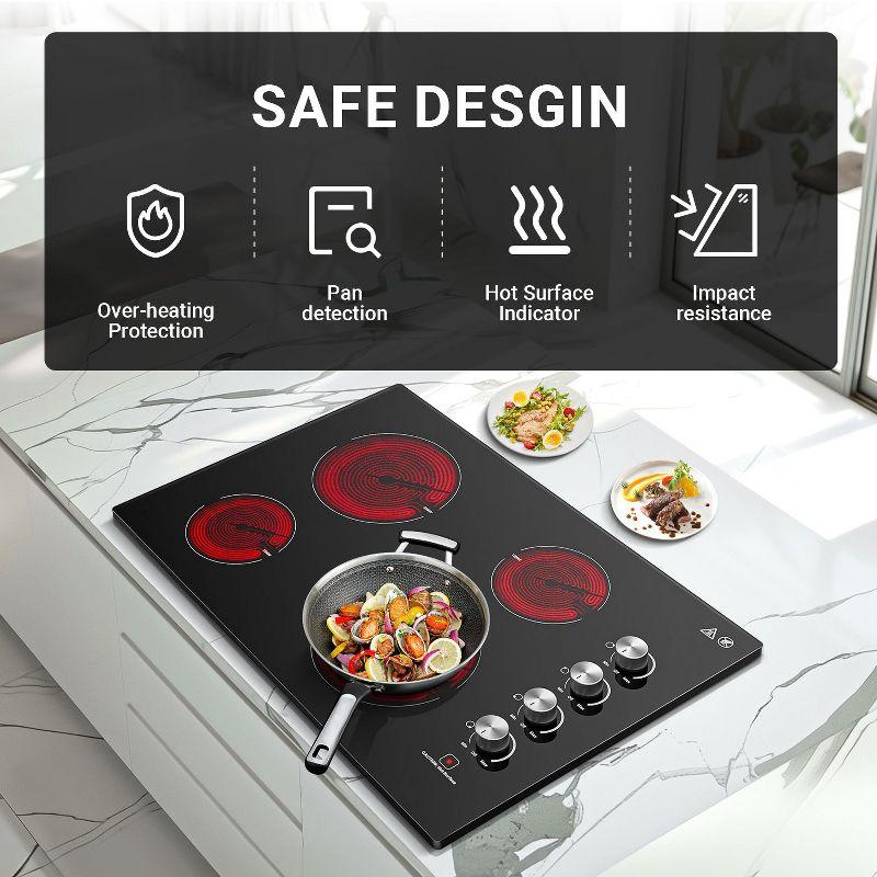 30 Inch Max. 7000W Cooktop with 4 Burners, 9 Heating Level Burner, Hot Surface Indicator, Knob Control, Ceramic Cook Stove with ETL Safety Certified