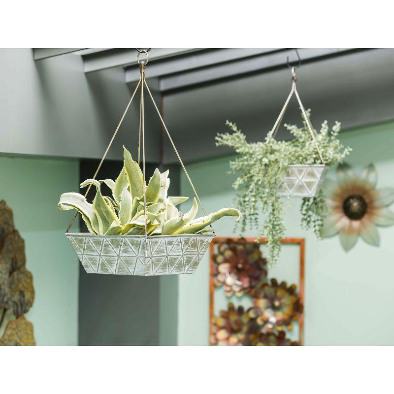 Evergreen Geometric Embossed Metal Planter, Set of 2