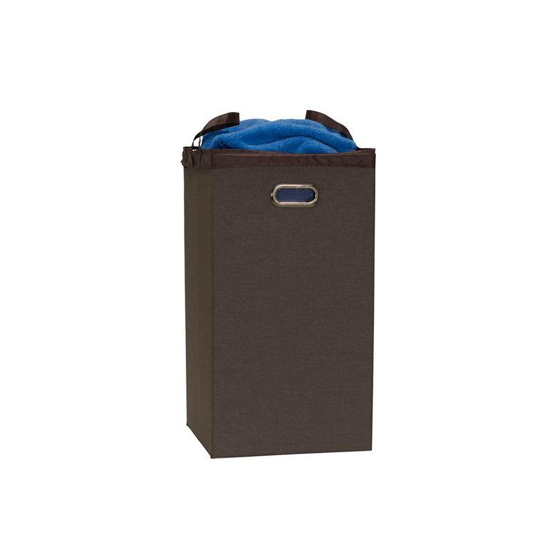 Household Essentials Collapsible Laundry Hamper Gray/Brown: Slim Clothes Hamper with Lid, Removable Liner, Magnetic Closure