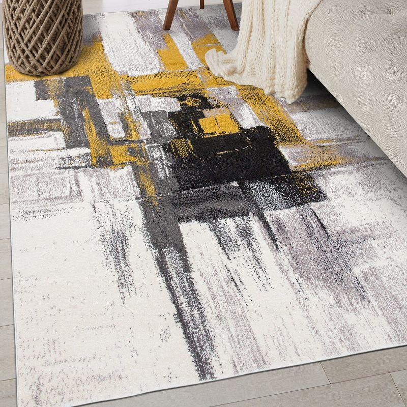World Rug Gallery Contemporary Modern Abstract Gold 3'3" x 5' Area Rug