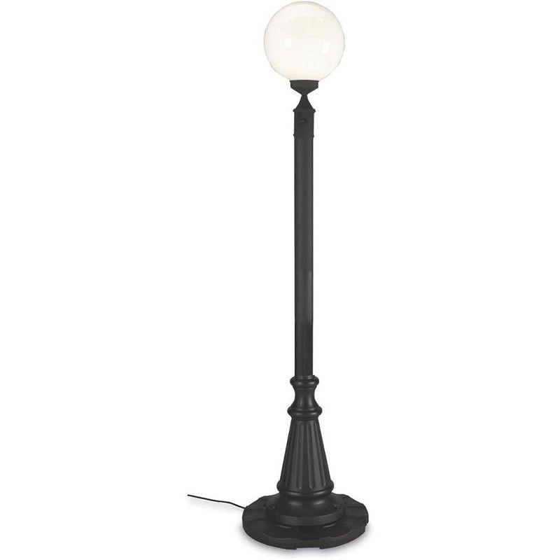 European Black Aluminum Outdoor Planter Lamp with White Globe