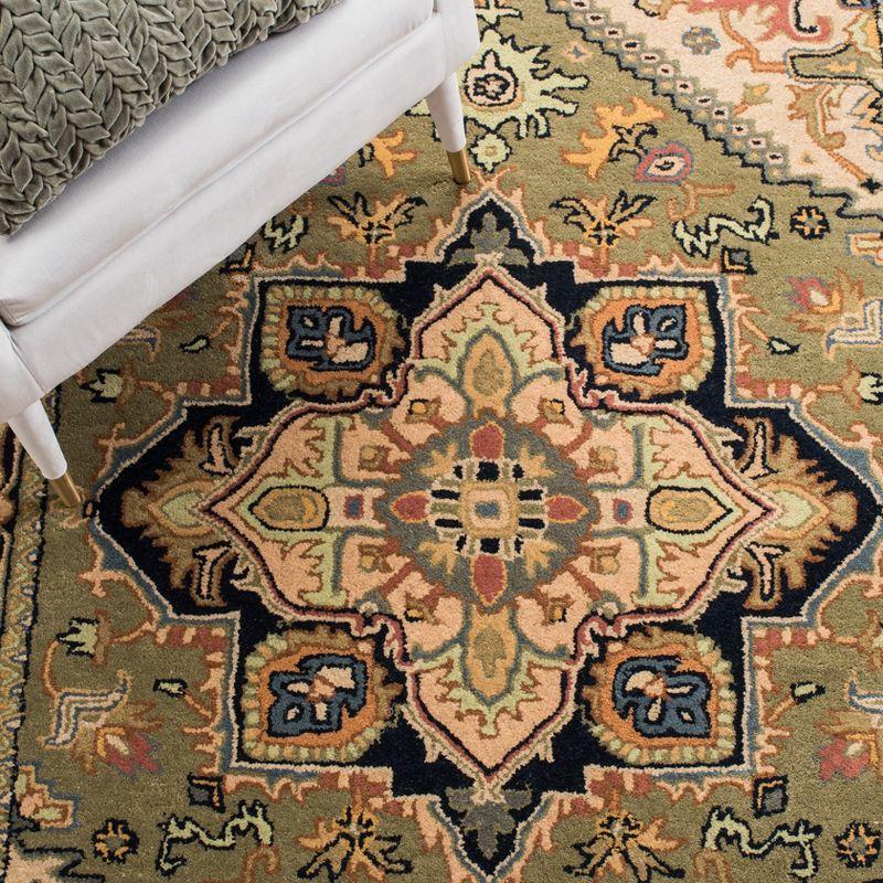Heritage HG625 Handmade Runner Rug - 2'3"x6' - Green/Light Brown - Safavieh
