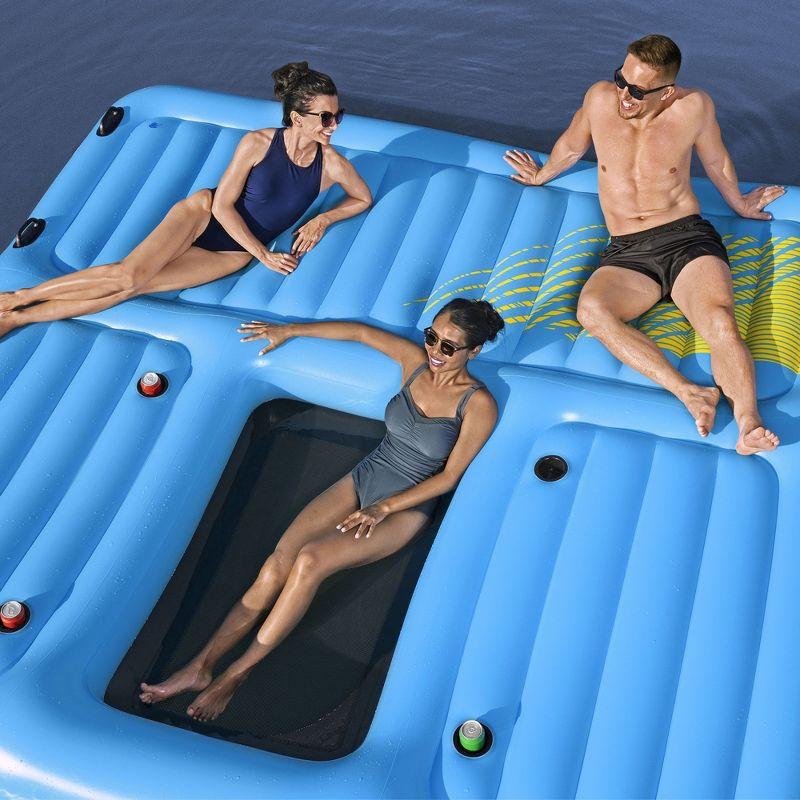Bestway Hydro Force Detachable Summer Slide 5 Person Inflatable Activity Island with Cup Holders and Heavy Duty Handles for Easy Transport, Blue
