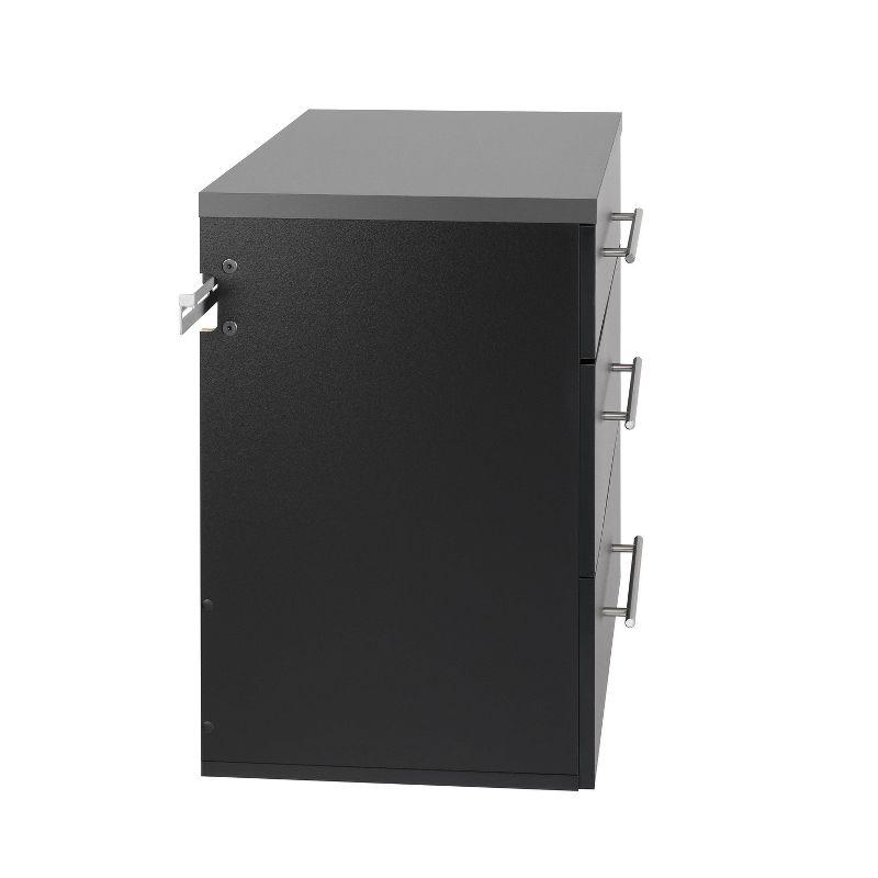 Versatile Wall-Mounted Black Laminated Composite Wood 3-Drawer Cabinet