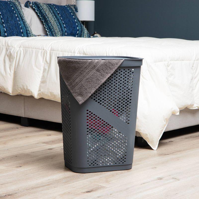 Mind Reader Mind Reader 40L Slim Laundry Hamper, Clothes Basket, Lid, Wicker Design, Plastic