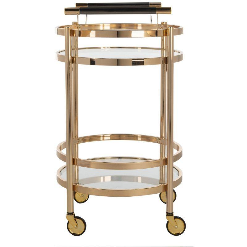 Sienna 2 Tier Round Bar Cart - BCT8001B - Gold/Glass - Safavieh