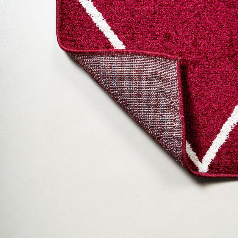 4'x6' Cole Minimalist Diamond Trellis Area Rug, Red/White - JONATHAN Y