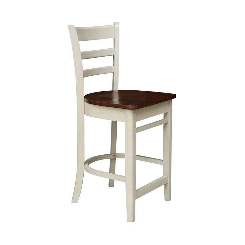 International Concepts 24" Emily Counter Height Barstool Antiqued Almond/Espresso: Hardwood Frame, Ladder-Back Design