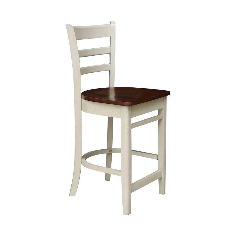 Emily 24" White Wood Counter Height Barstool