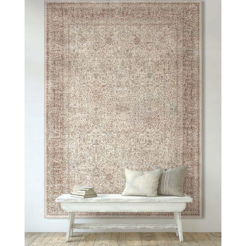 Beige Chenille Flat-Weave Vintage Oriental Area Rug 9'10" x 13'