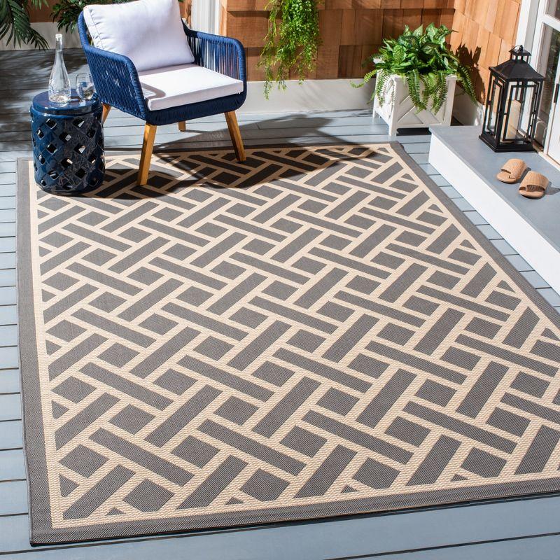 Courtyard CY6306 Power Loomed Indoor/Outdoor Area Rug - Anthracite/Light Beige - 5'3"x7'7" - Safavieh.