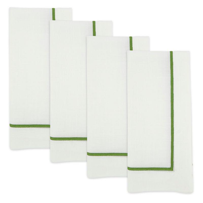 Saro Lifestyle Embroidered Dinner Napkins (Set of 4), Kiwi, 20" x 20"