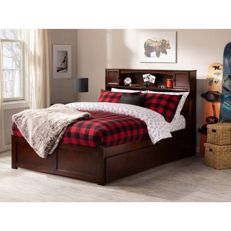Full Newport Bed with Twin Urban Trundle, Bookcase Headboard, No Box Spring - AFI