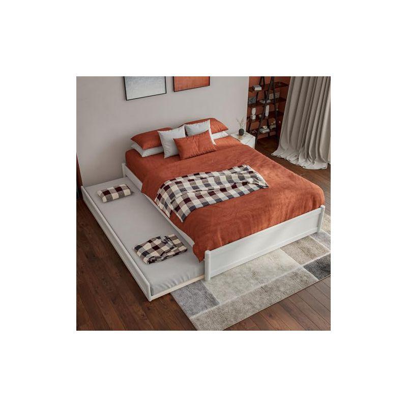 AFI Furnishings AFI Barcelona Full Solid Wood Panel Platform Bed with Twin Trundle in White