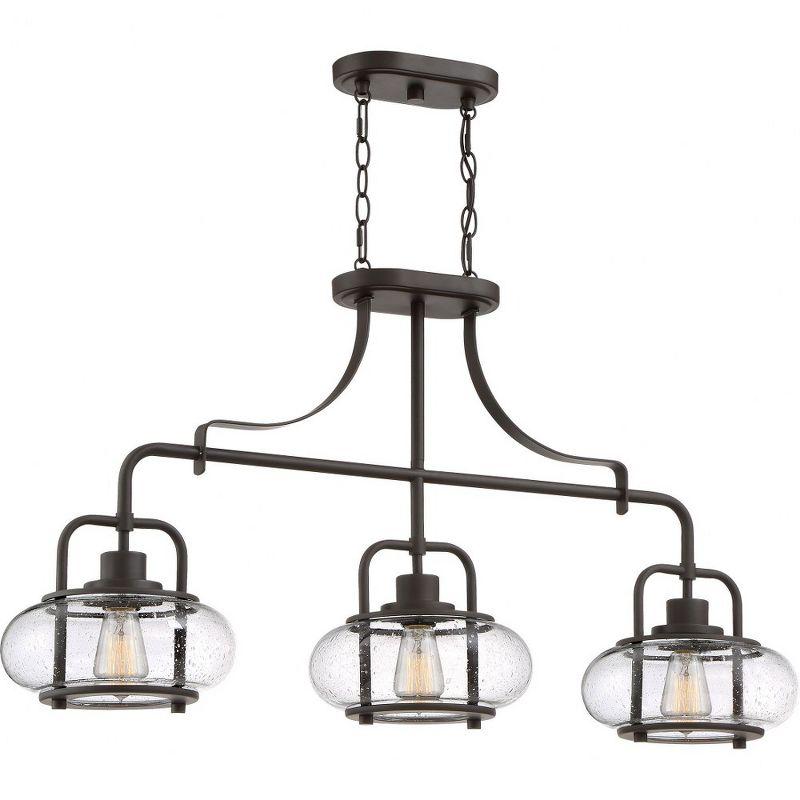 Trilogy 3-Light Old Bronze Island Pendant with Clear Seedy Glass