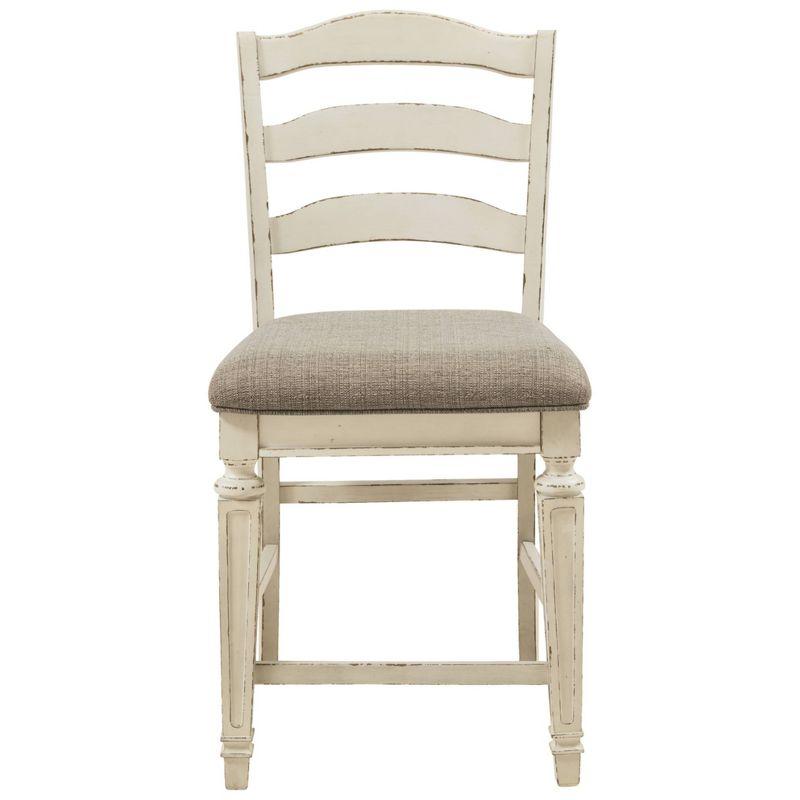 Realyn Counter Height Barstool Chipped White - Signature Design by Ashley: Upholstered, Wood Frame, Ladder-Back