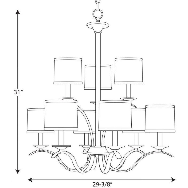 Progress Lighting Inspire 9-Light Two-Tier Chandelier, Brushed Nickel, Off-White Linen Shades