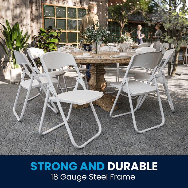 Flash Furniture 2 Pack HERCULES Series 500 lb. Capacity Heavy Duty White Plastic Folding Chair with Built-in Ganging Brackets