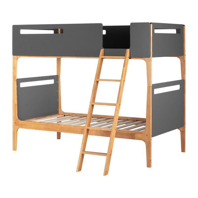 Charcoal Gray and Exotic Wood Twin Bunk Bed Frame