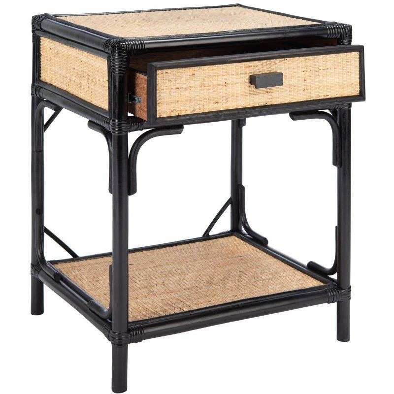 Roya 1 Drawer 1 Shelf Nightstand - NST4005 - Black/Natural - Safavieh