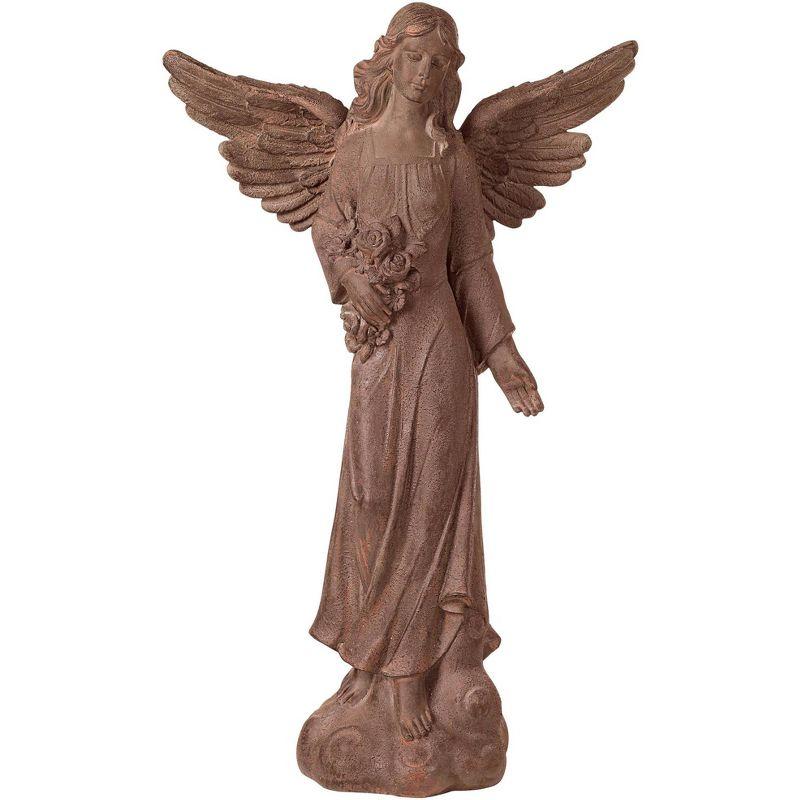 Large Rust Finish Resin Tudor Garden Angel Statue